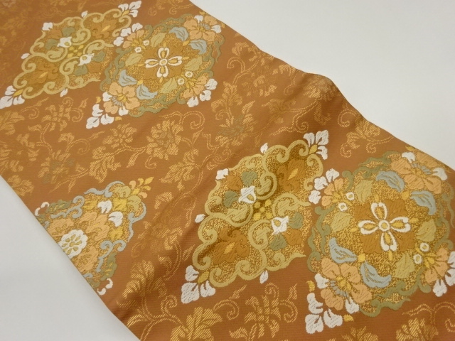 JAPANESE HIRAKI NAGOYA OBI / WOVEN RHOMBUS FLOWER